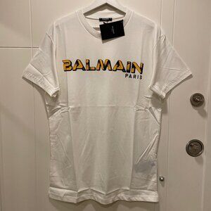 XL BALMAIN MEN'S WHITE COTTON REGULAR FIT T-SHIRT CASUAL